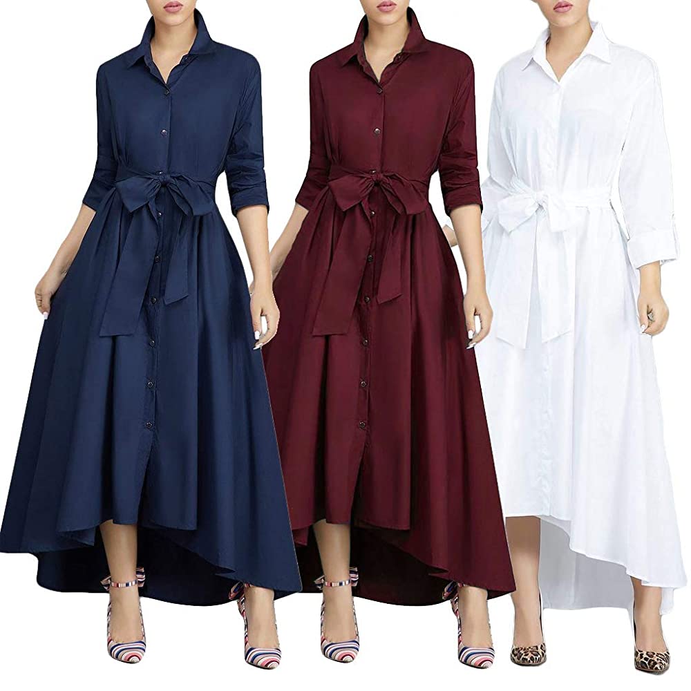 Women's Long Maxi Dress Bowknot Waist